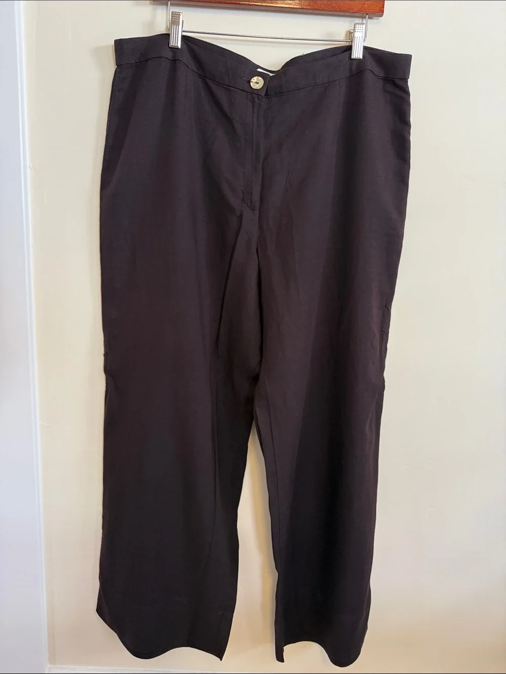 🐝 NWT 🐝 H&M Women's Dark Brown LINEN Blend Trouser Pants